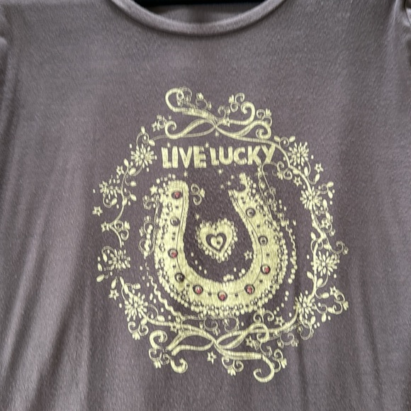 Natural Life Live Lucky t-shirt distressed gray - Picture 3 of 5